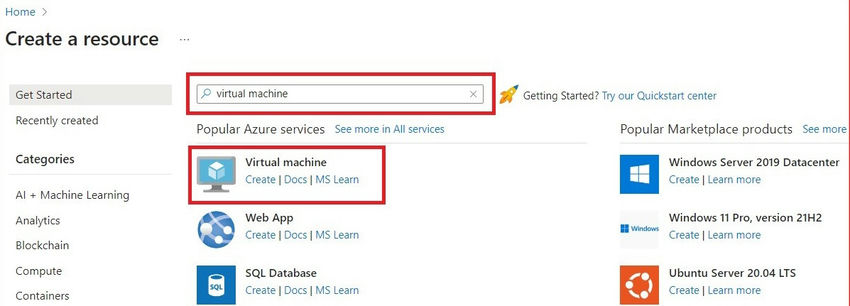 Create a resource virtual machine-.